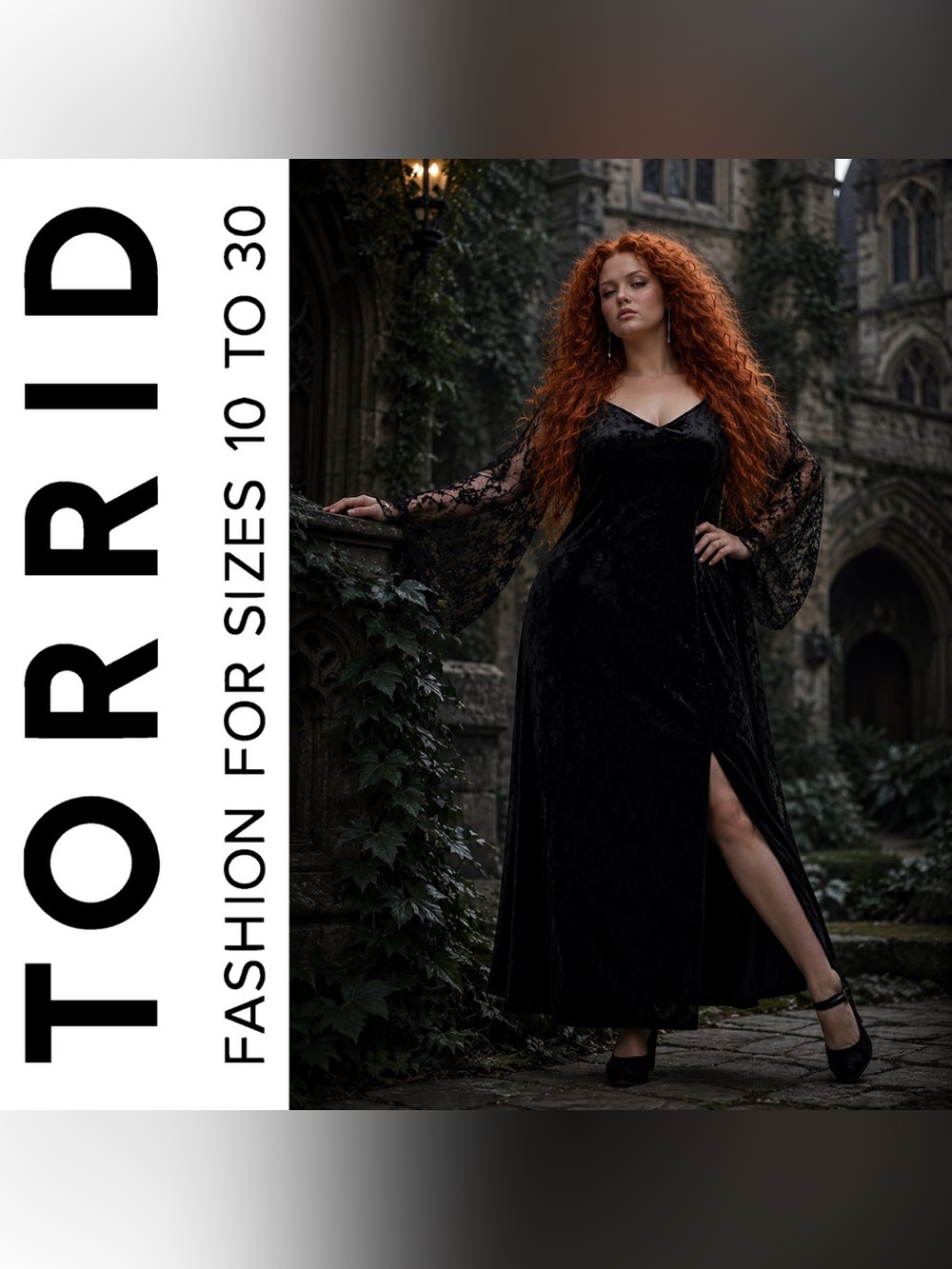 Torrid Nightfall Black Velvet Gothic Maxi Slit Dress, 2X, NWT!